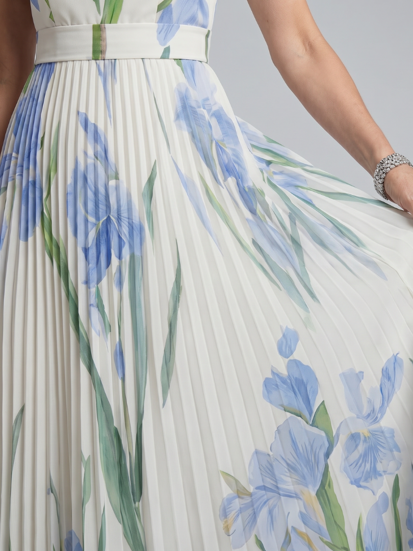 Ophelia™ | Sleeveless Square Neck Floral Print Midi Dress
