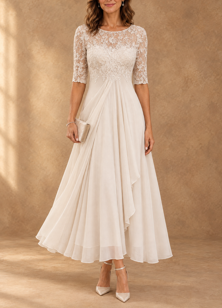 Abella™ | Tea-length dress with fitted bodice and flowing skirt