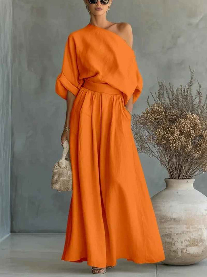 Roxana™ | Soft Off-Shoulder Top and Tapered Pants Set