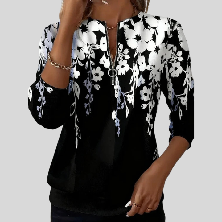Sheila™ | Floral Zip-Neck Sweatshirt