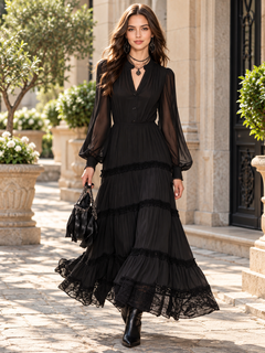 Roos™ Lace-Tiered Maxi Dress