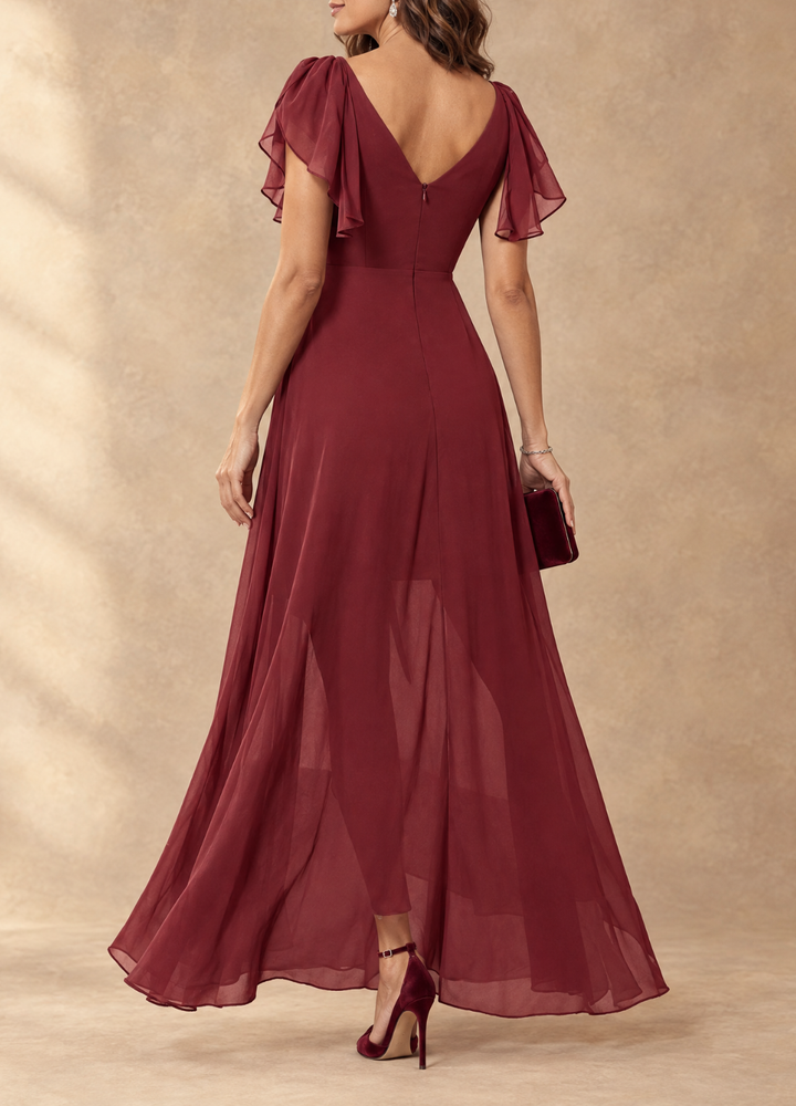 Denise™ | Flutter Sleeve High-Low Maxi Dress