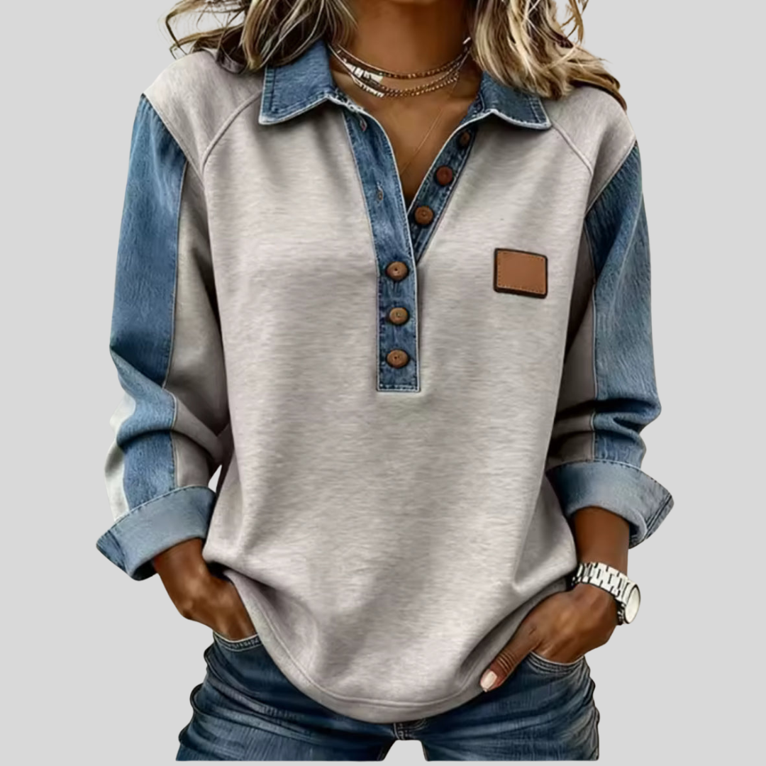 Elspeth™ | Two-Tone Collared Pullover