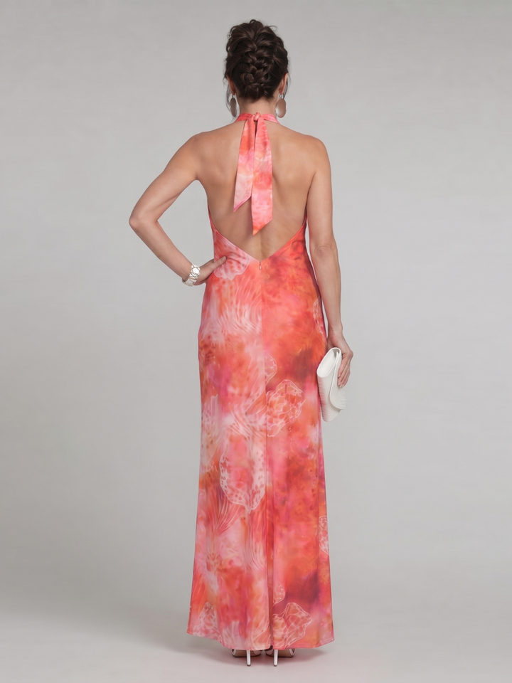 Coraline™ | Halter Neck Printed Pattern Maxi Dress
