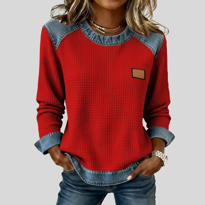 Marlisa™ | Textured Contrast-Trim Sweatshirt