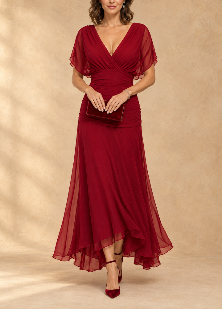 Emma™ | Draped V-Neck Evening Maxi Dress