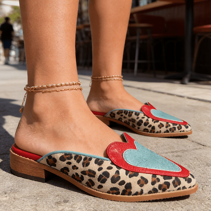 Perlia™ | Backless Mules with Leopard Print