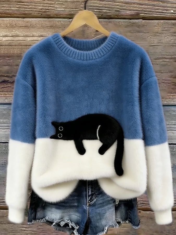 Aileen™ Cat Print Sweater