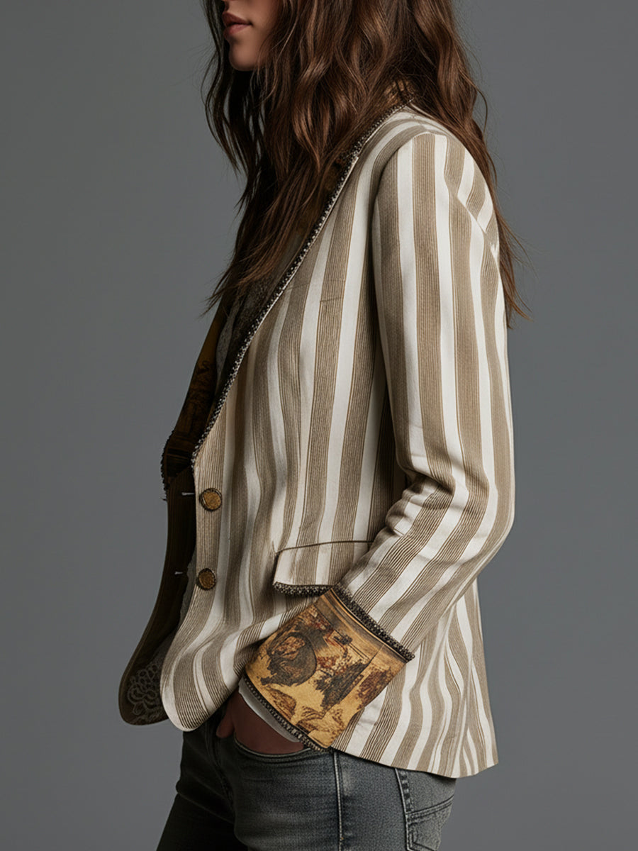 Rosalia™ Elegant Bohemian Stripe Blazer