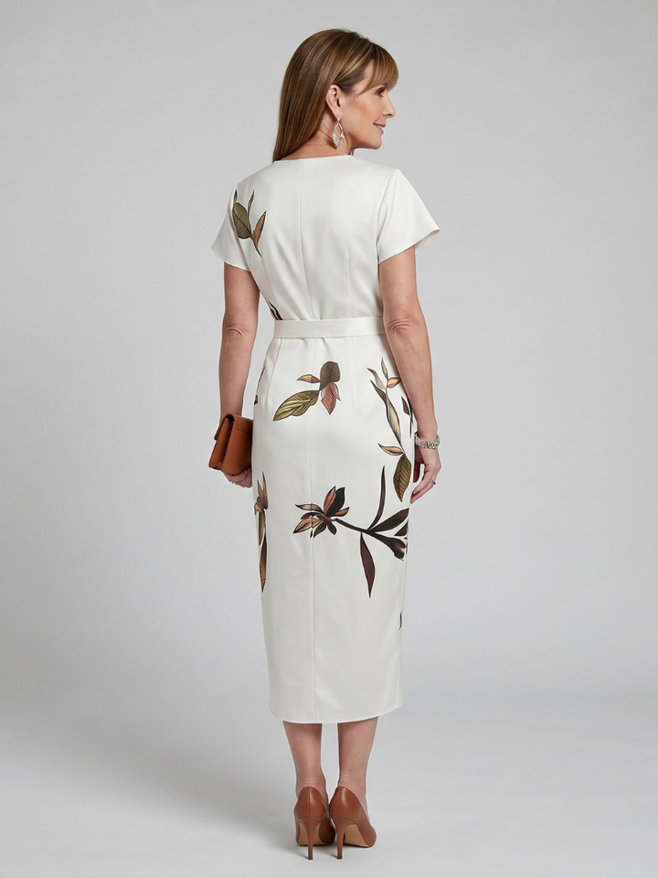 Cypress™ | Flutter Sleeve Wrap Botanical Print Midi Dress