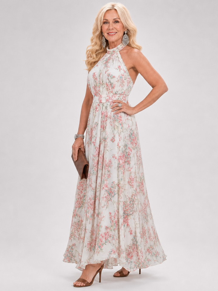 Guinevere™ | Floral Print Flowing Skirt Midi Dress