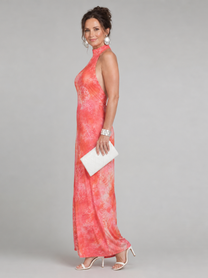 Coraline™ | Halter Neck Printed Pattern Maxi Dress