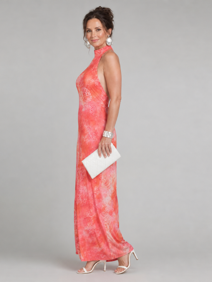 Coraline™ | Halter Neck Printed Pattern Maxi Dress