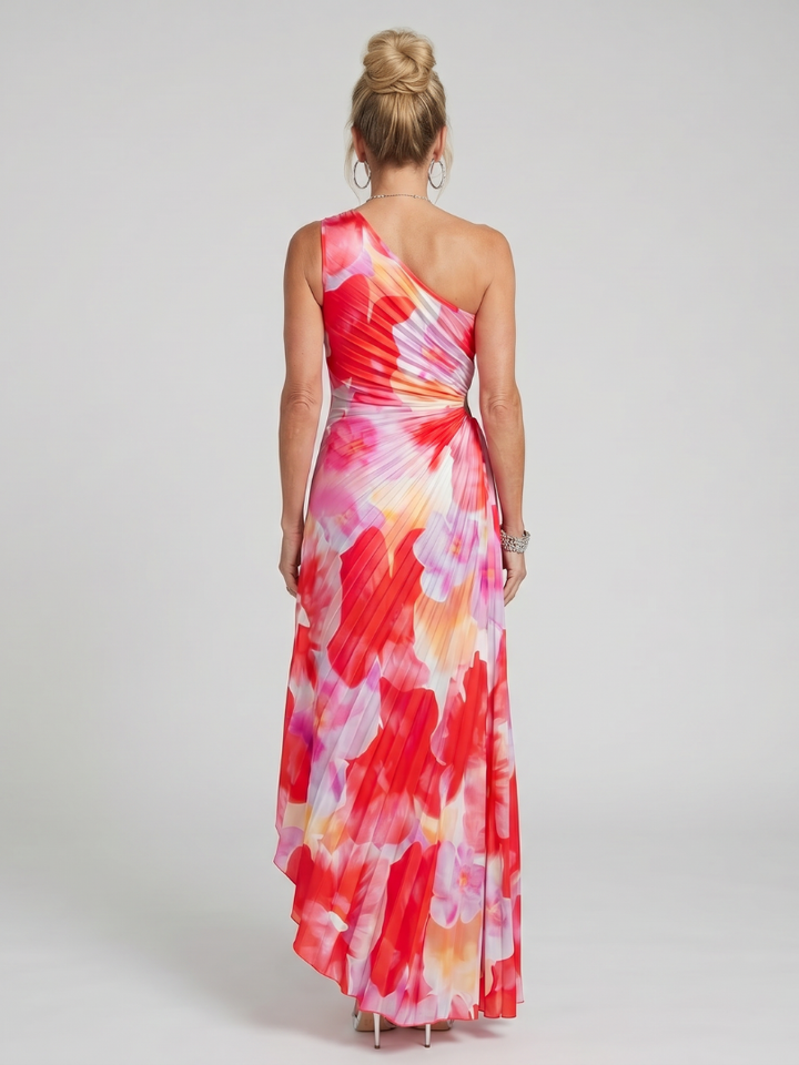 Taya™ | One Shoulder Pleated Bodice Midi Dress