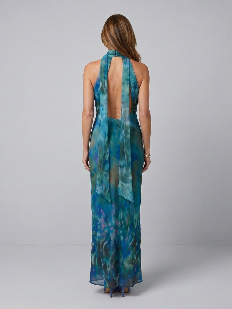 Dora™ | Keyhole Halter Sleeveless Maxi Dress