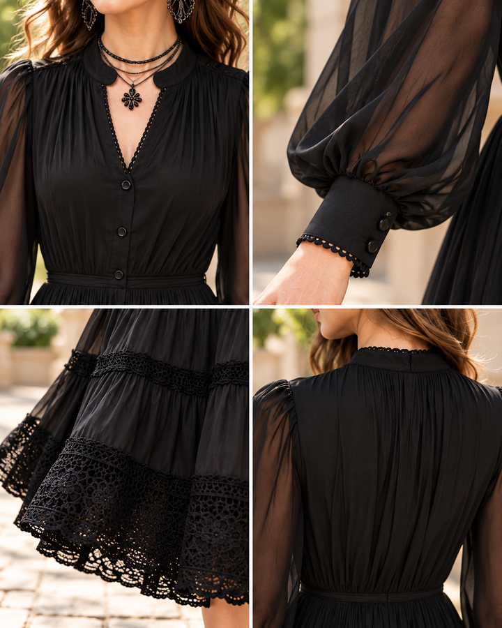 Roos™ Lace-Tiered Maxi Dress