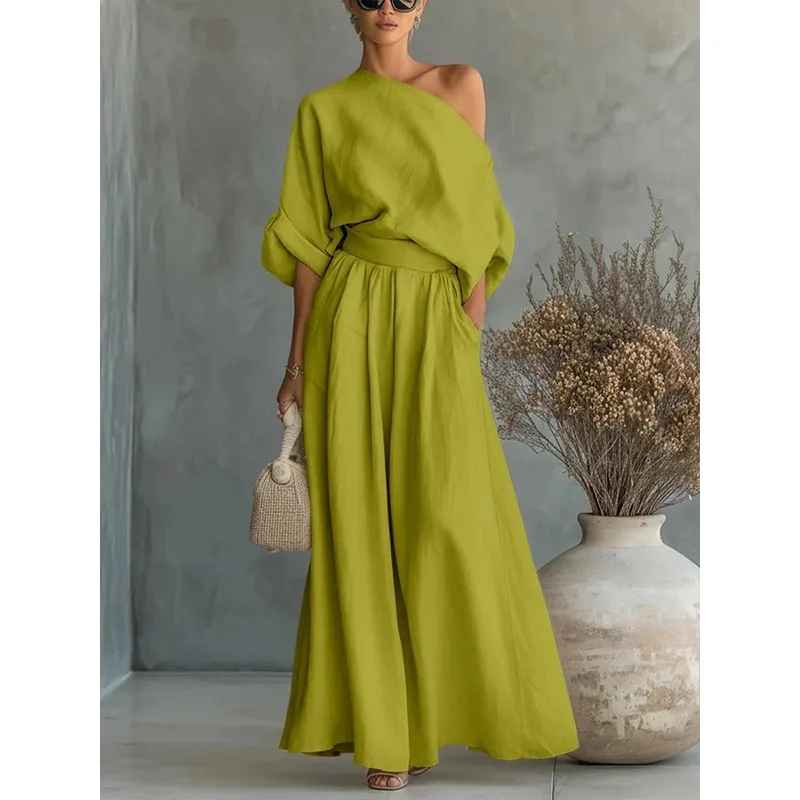 Roxana™ | Soft Off-Shoulder Top and Tapered Pants Set