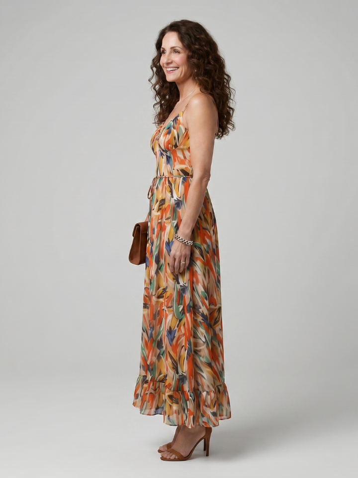 Quill™ | Spaghetti Strap Abstract Print Midi Dress