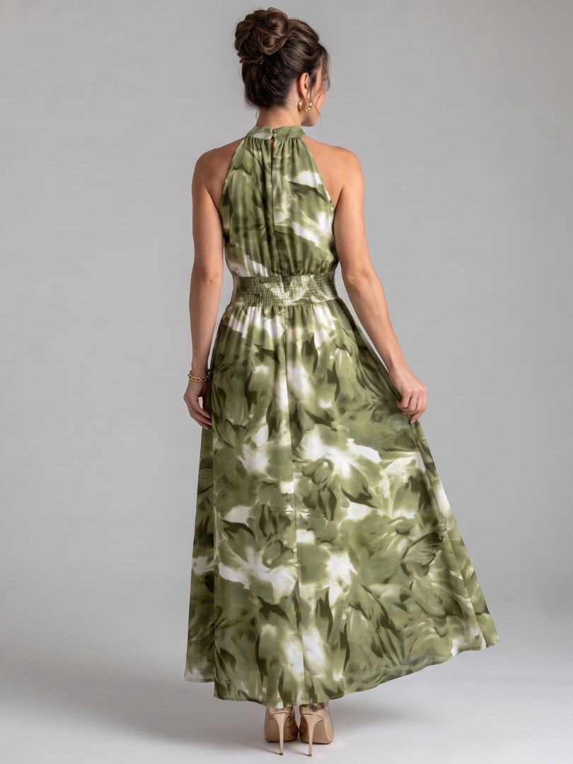 Dottie™ | Gathered Waist Abstract Print Midi Dress