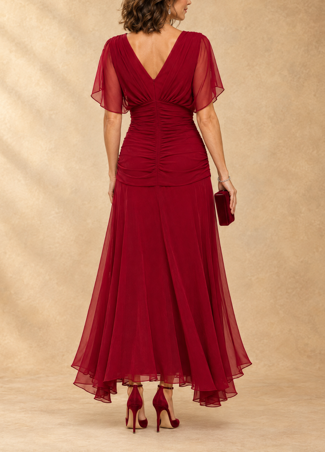Emma™ | Draped V-Neck Evening Maxi Dress