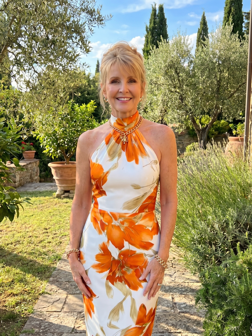 Zinnara™ | Halter Neck Floral Print Midi Dress