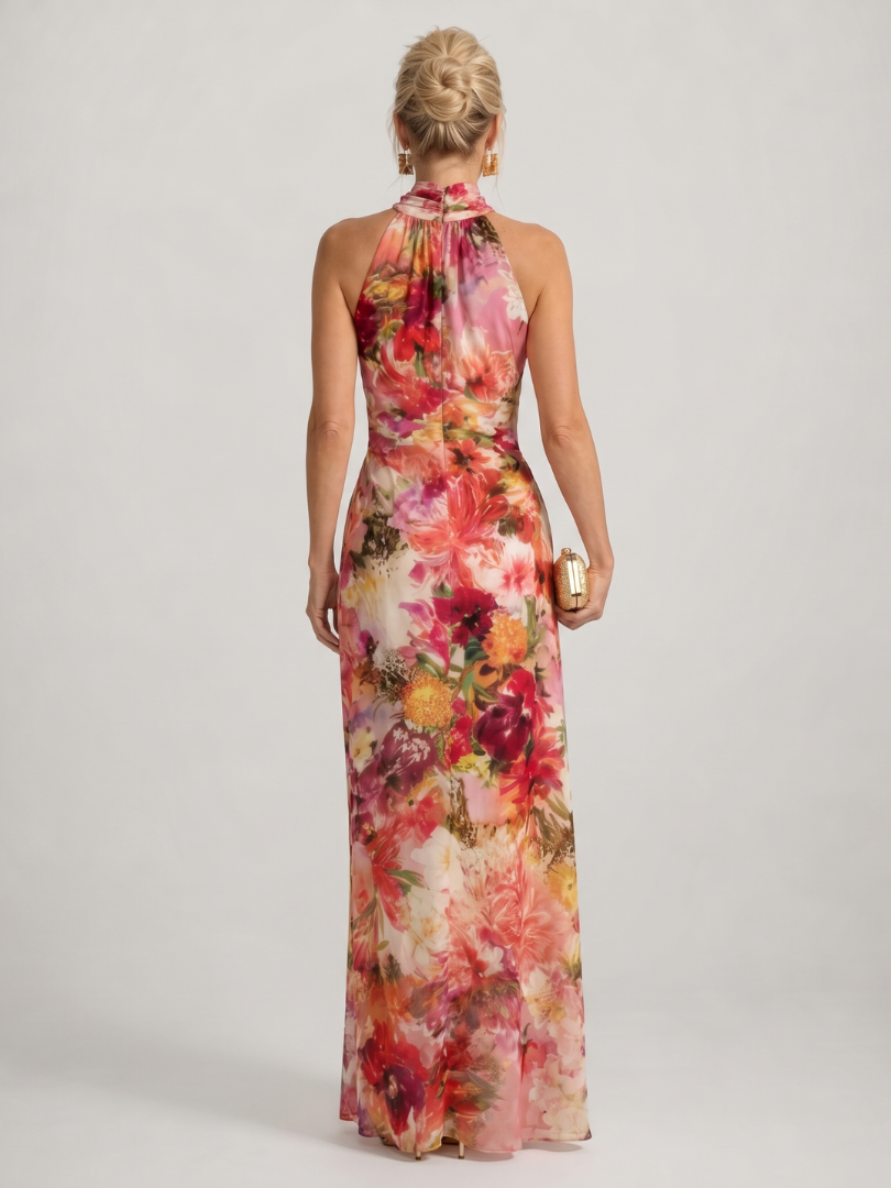 Elisabetta™ | Halter Neck Floral Print Maxi Dress