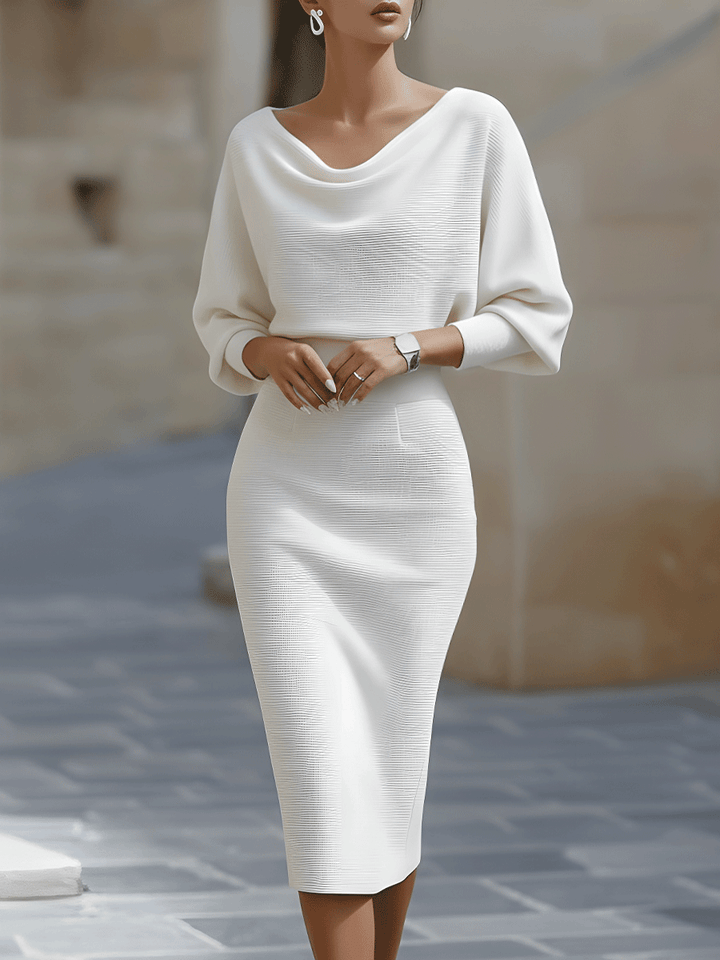 Lydia™ | Draped batwing-sleeve midi dress