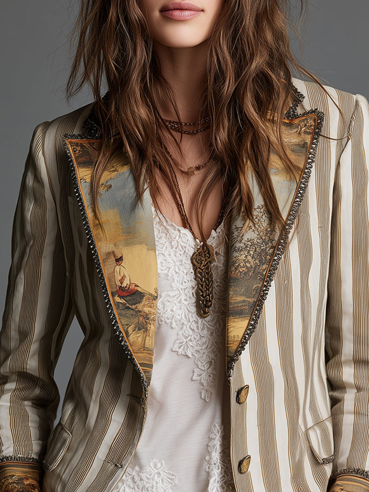 Rosalia™ Elegant Bohemian Stripe Blazer