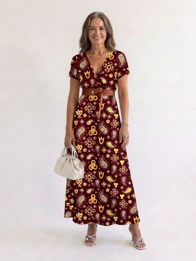 Lyra™ | Elegant Floral V-Neck Midi Dress