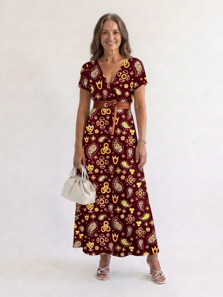 Lyra™ | Elegant Floral V-Neck Midi Dress