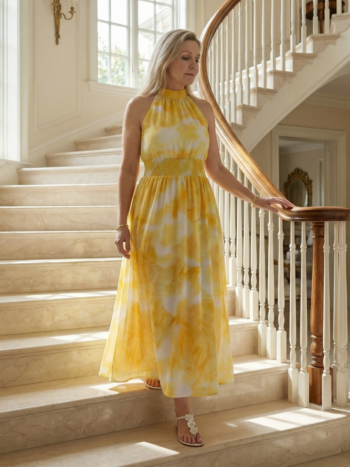 Sylin™ | Gathered Halter Midi Dress