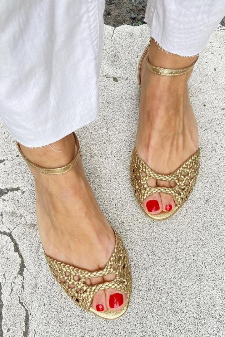 Paulette™ | Woven Gold Sandals