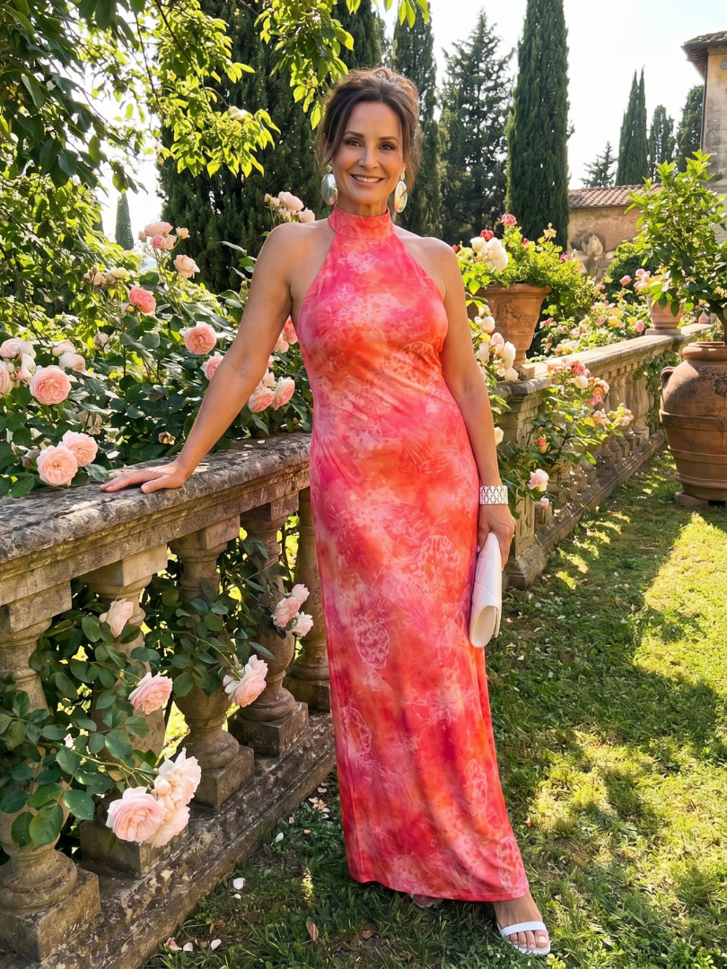Coraline™ | Halter Neck Printed Pattern Maxi Dress