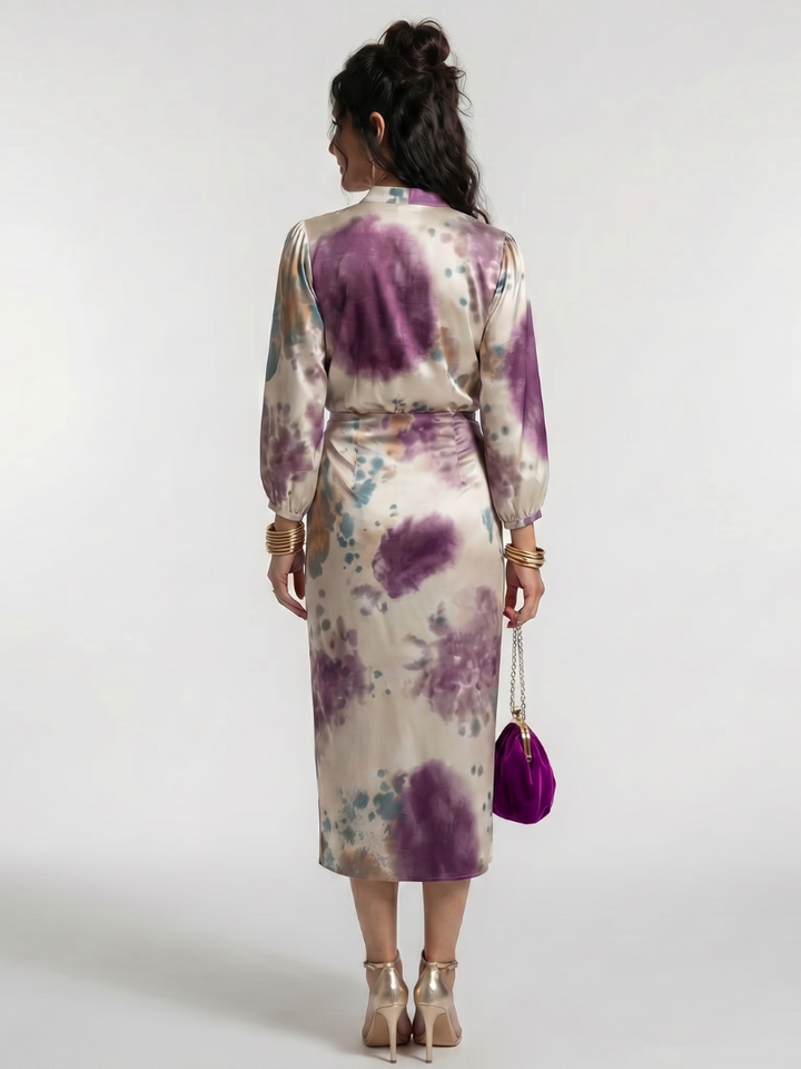 Valentina™ | Cross Wrap Tie Waist Printed Midi Dress