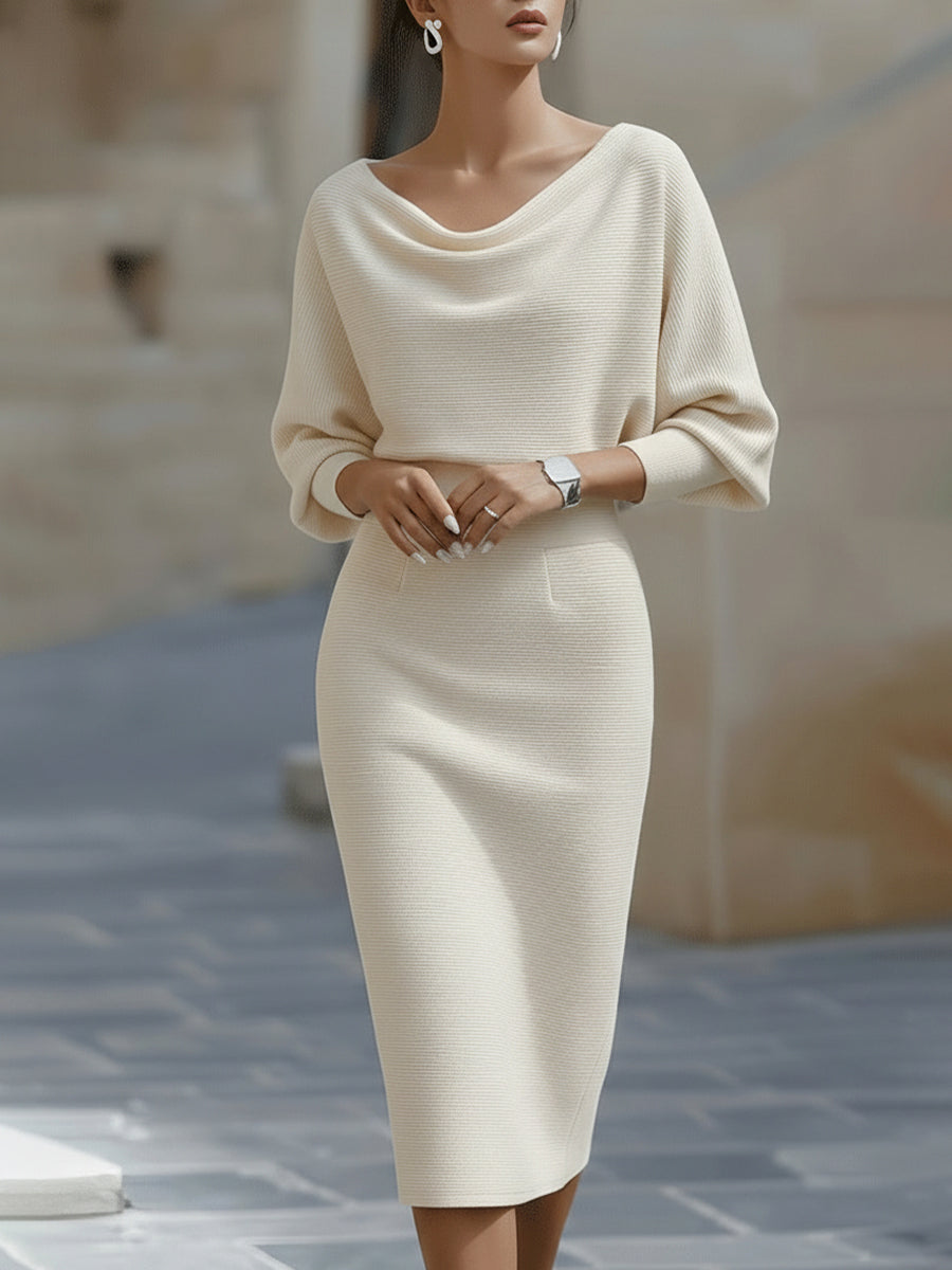 Lydia™ | Draped batwing-sleeve midi dress