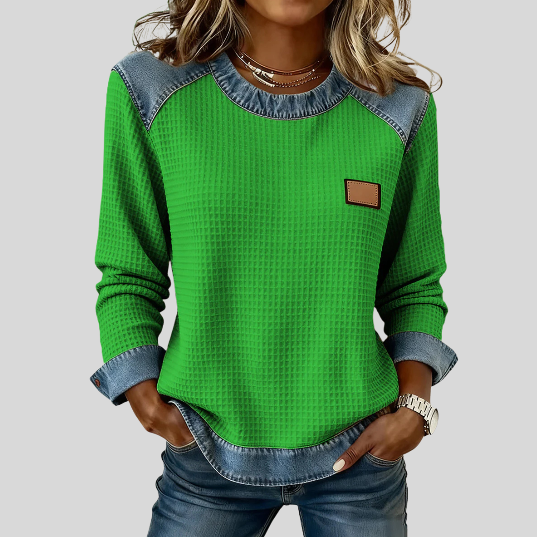 Marlisa™ | Textured Contrast-Trim Sweatshirt
