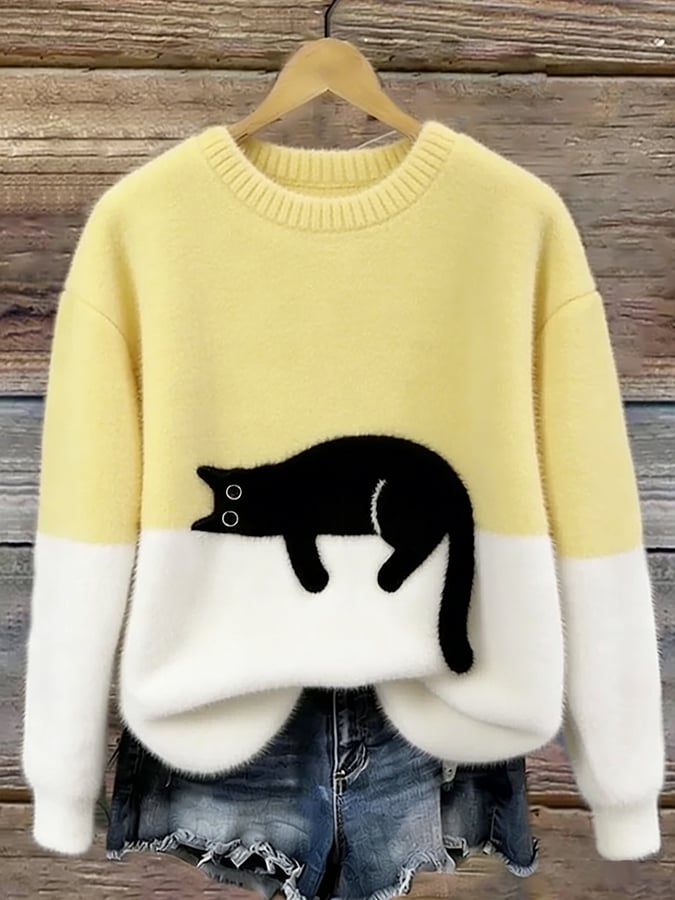 Aileen™ Cat Print Sweater