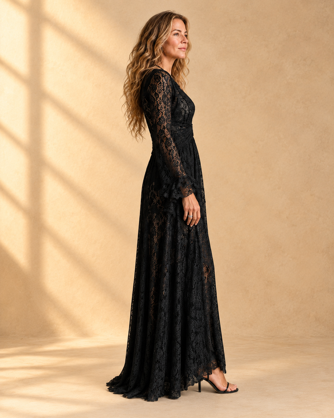 Charlotte™ | Black maxi dress with plunging V-neck