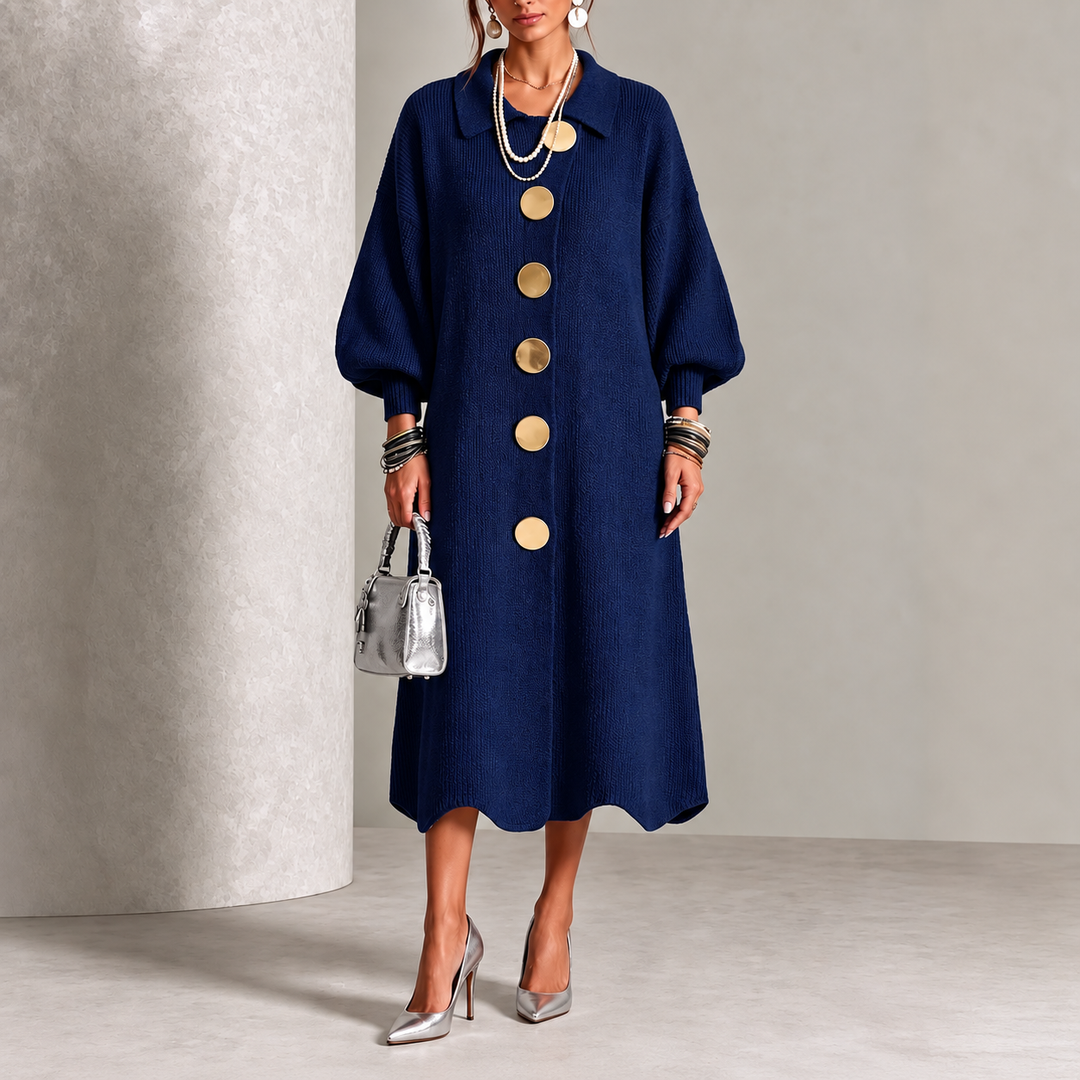 Evelyn™ Elegant Button Knit Dress