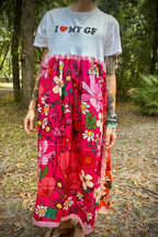 I Love My Gf Printed Patchwork Dress