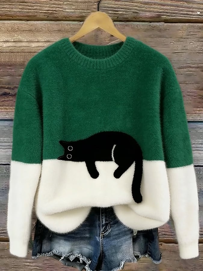 Aileen™ Cat Print Sweater