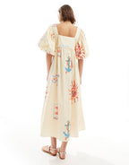 Puff Sleeve Mini Smock Dress With Pockets