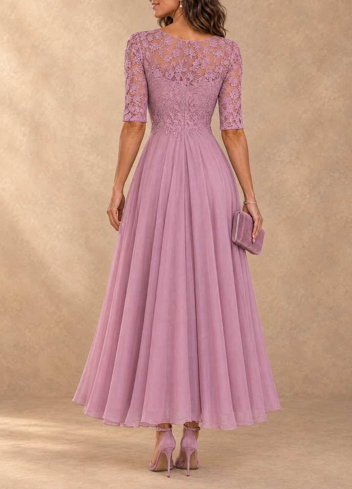Abella™ | Tea-length dress with fitted bodice and flowing skirt