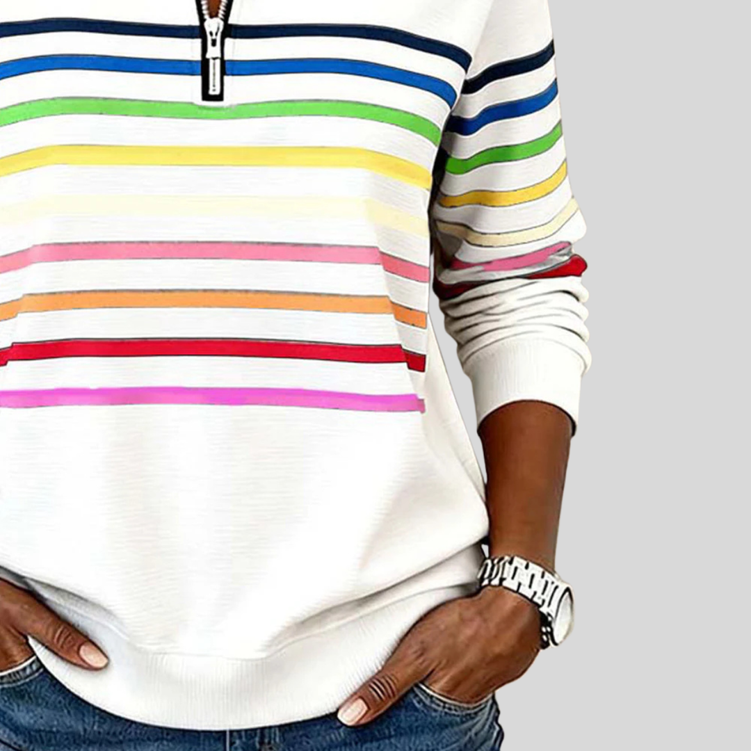 Corabelle™ | Striped Quarter-Zip Sweatshirt