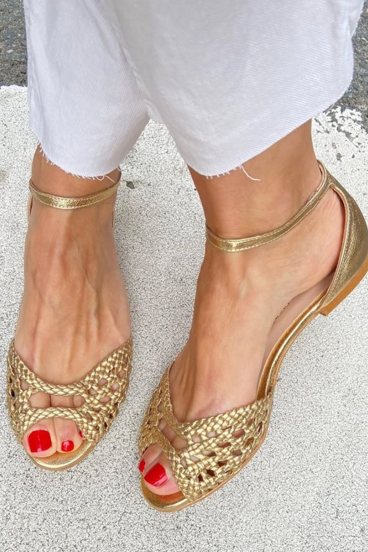 Paulette™ | Woven Gold Sandals