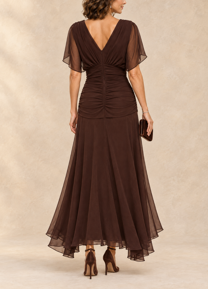 Emma™ | Draped V-Neck Evening Maxi Dress