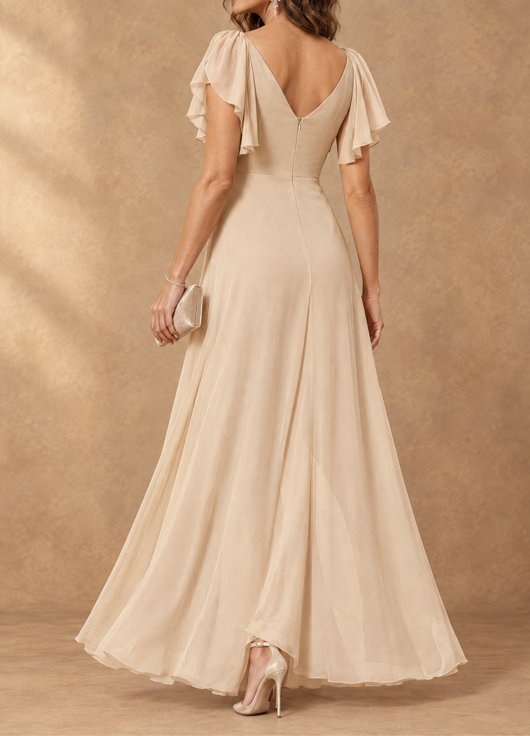 Denise™ | Flutter Sleeve High-Low Maxi Dress