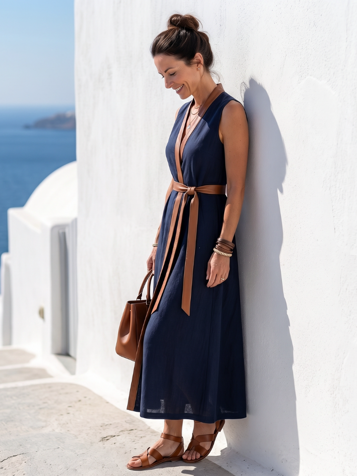 Myra™ | Contrast Line Midi Dress