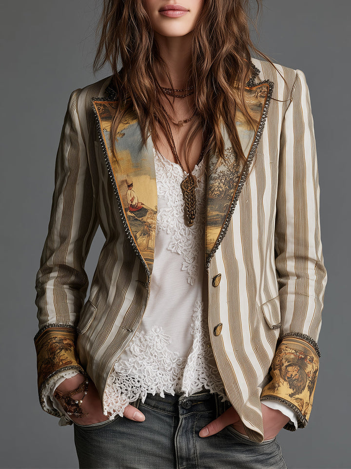 Rosalia™ Elegant Bohemian Stripe Blazer