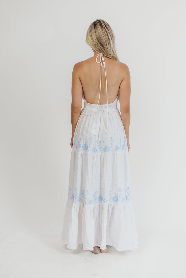 Lena Embroidered Maxi Dress (Off-White)